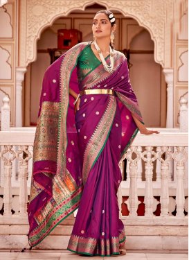Woven Work Banarasi Silk Trendy Saree For Ceremonial