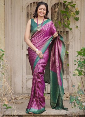 Woven Work Bottle Green and Purple Traditional Designer Saree