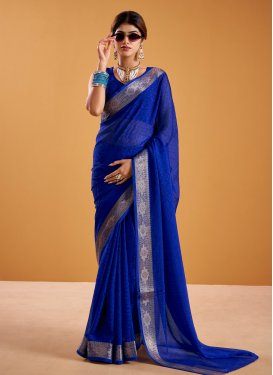 Woven Work Classic Saree For Casual in Blue