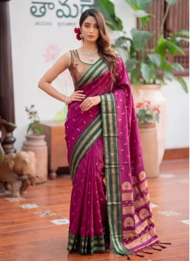 Woven Work Classic Saree For Ceremonial in Fuchsia