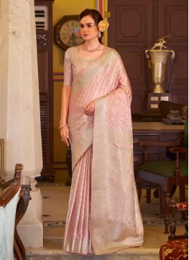 Woven Work Classic Saree For Ceremonial in Pink