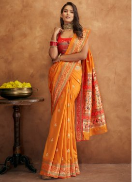 Woven Work Contemporary Style Saree For Ceremonial