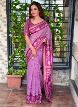 Woven Work Cotton Silk Classic Saree in Purple and Violet for Women
