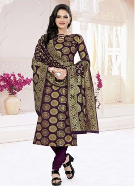 Woven Work Cotton Silk Trendy Churidar Salwar Suit