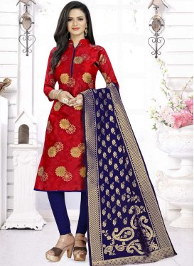 Navy Blue and Red Woven Work Trendy Suit