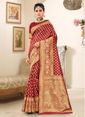 Woven Work Designer Contemporary Saree For Casual