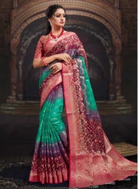 Woven Work and Lace Work Designer Contemporary Style Saree