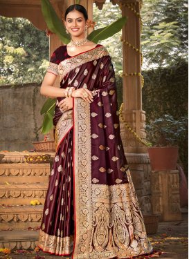 Woven Work Designer Contemporary Style Saree For Party