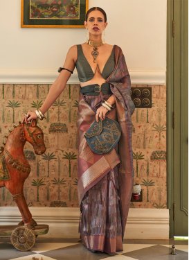 Woven Work Handloom Silk Designer Contemporary Style Saree For Festival