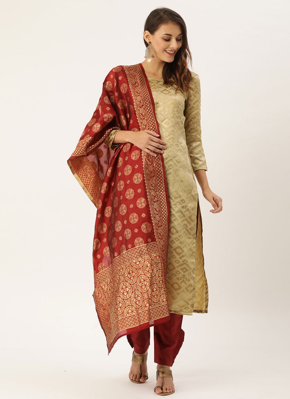 Woven Work Jacquard Pant Style Salwar Suit