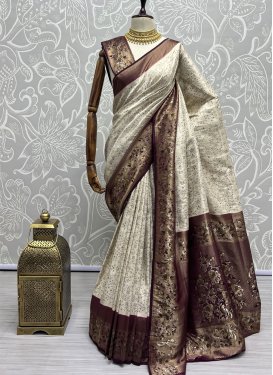 Woven Work Kanjivaram Silk Designer Contemporary Style Saree For Ceremonial