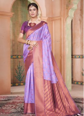 Woven Work Kanjivaram Silk Purple and Violet Traditional Designer Saree