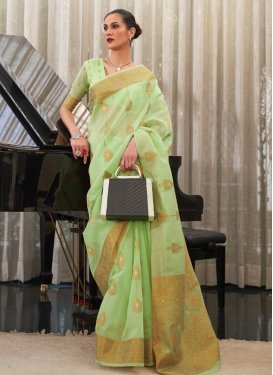 Woven Work Linen Designer Contemporary Saree For Ceremonial