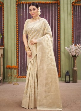 Woven Work Linen Trendy Classic Saree