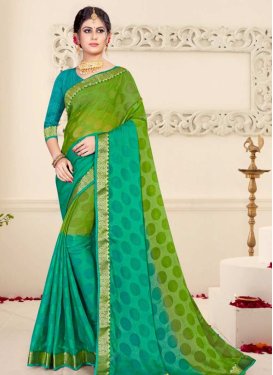 Woven Work Olive and Sea Green Designer Contemporary Style Saree