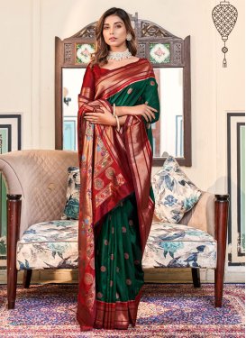 Woven Work Paithani Silk Traditional Designer Saree For Ceremonial