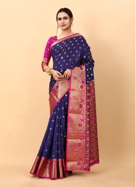 Woven Work Paithani Silk Trendy Classic Saree For Casual