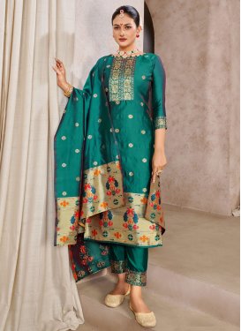 Woven Work Pant Style Classic Salwar Suit