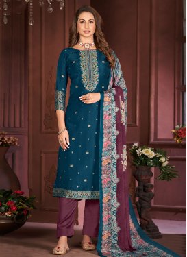 Woven Work Pant Style Designer Salwar Kameez