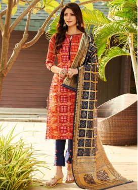 Woven Work Cotton Silk Navy Blue and Red Pant Style Designer Suit