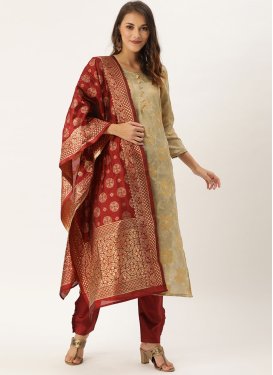 Woven Work Pant Style Straight Salwar Suit