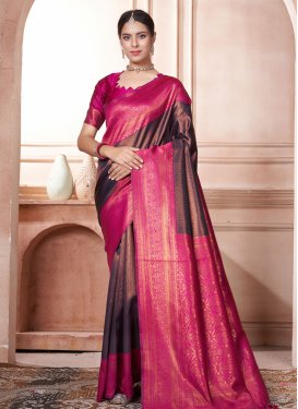Woven Work Purple and Rose Pink Designer Traditional Saree