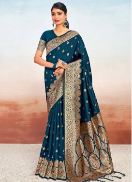 Woven Work Silk Blend Designer Contemporary Style Saree For Ceremonial