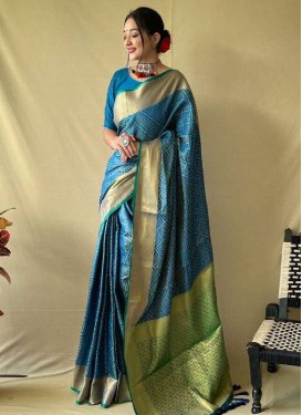 Woven Work Silk Blend Designer Traditional Saree For Ceremonial
