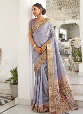 Woven Work Silk Blend Trendy Classic Saree