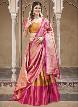 Woven Work Silk Orange and Rose Pink Trendy Designer Lehenga Choli