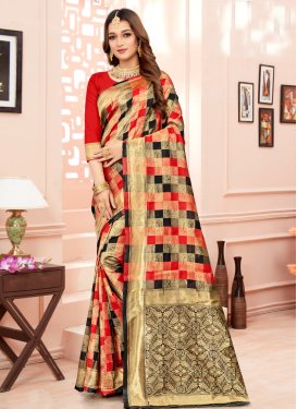 Woven Work Traditional Designer Saree For Casual