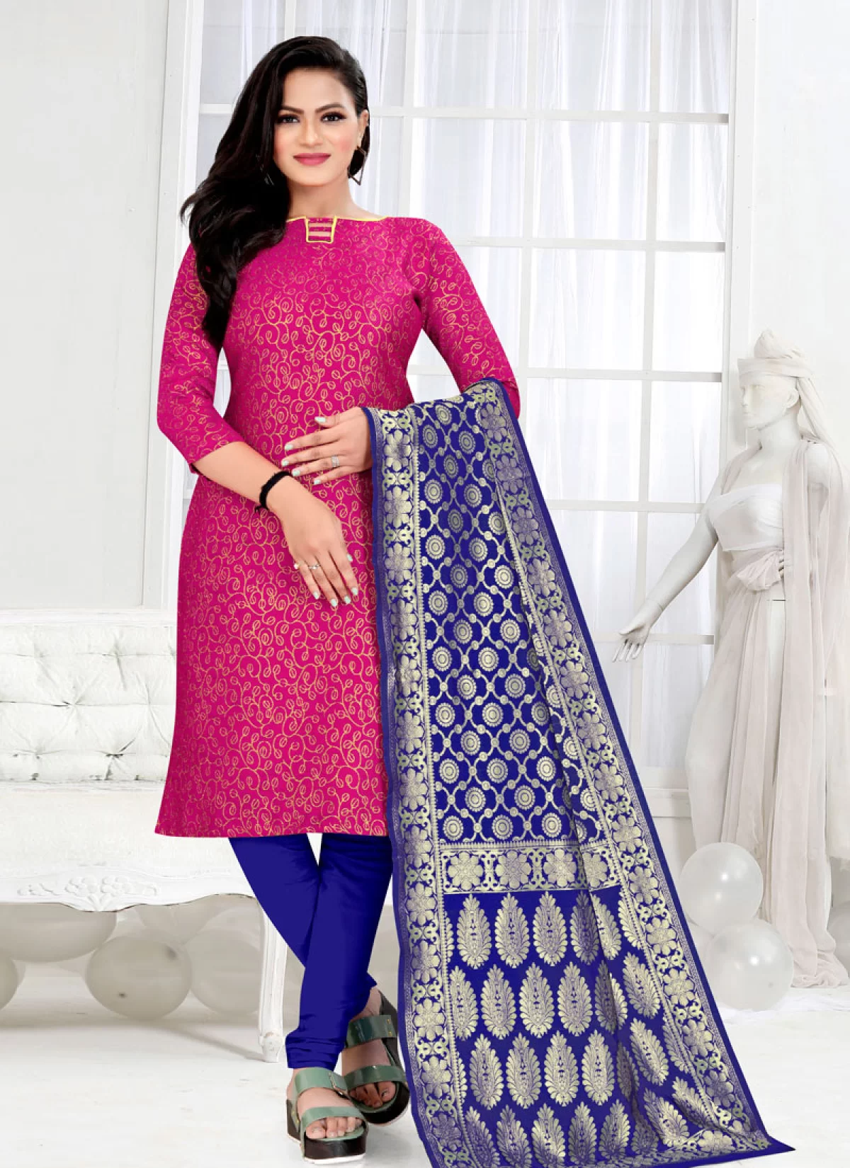 Buy Woven Work Trendy Churidar Salwar Kameez Online