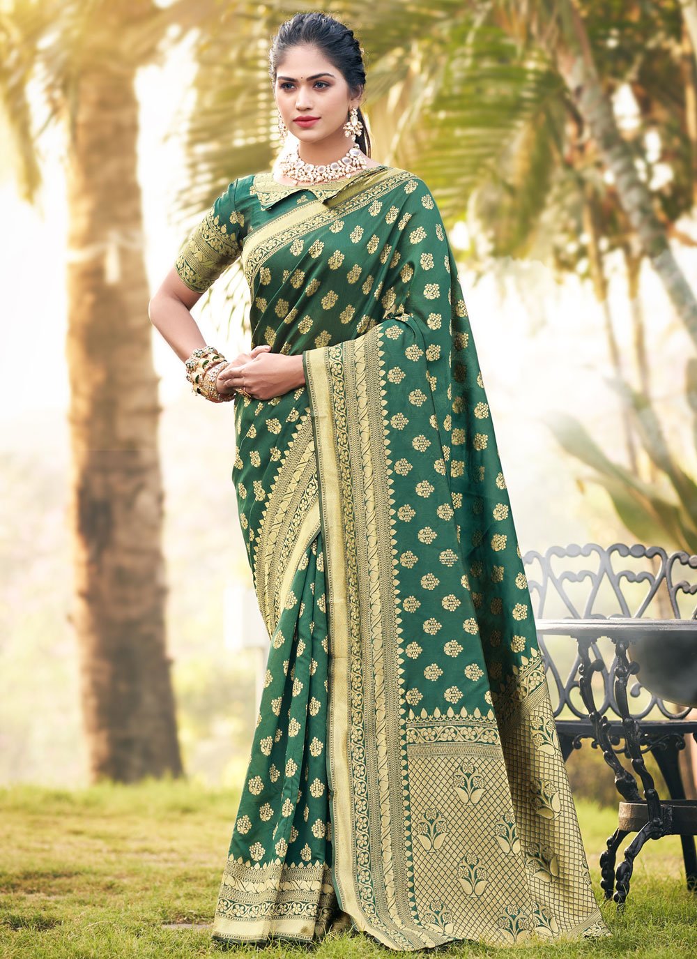 Woven Work Trendy Classic Saree For Casual