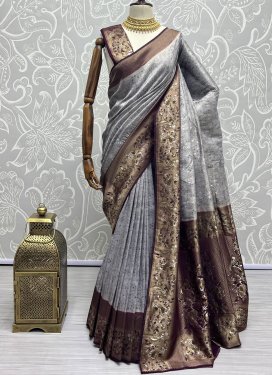 Woven Work Trendy Classic Saree For Festival