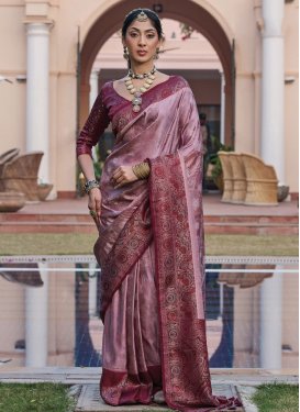 Woven Work Trendy Classic Saree For Festival