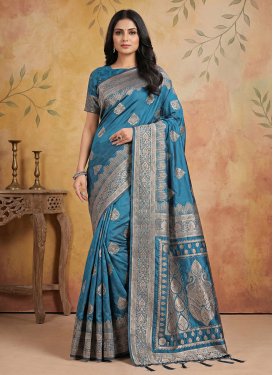 Woven Work Trendy Saree For Casual in Light Blue