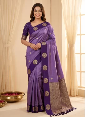 Woven Work Trendy Saree For Ceremonial in Purple and Violet