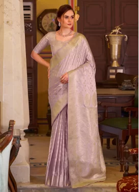 Woven Work Trendy Saree For Festival in Mauve