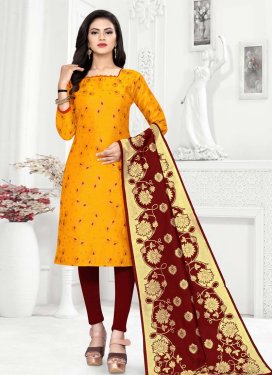 Woven Work Trendy Straight Salwar Suit