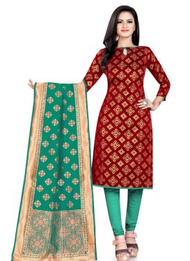 Woven Work Trendy Straight Salwar Suit
