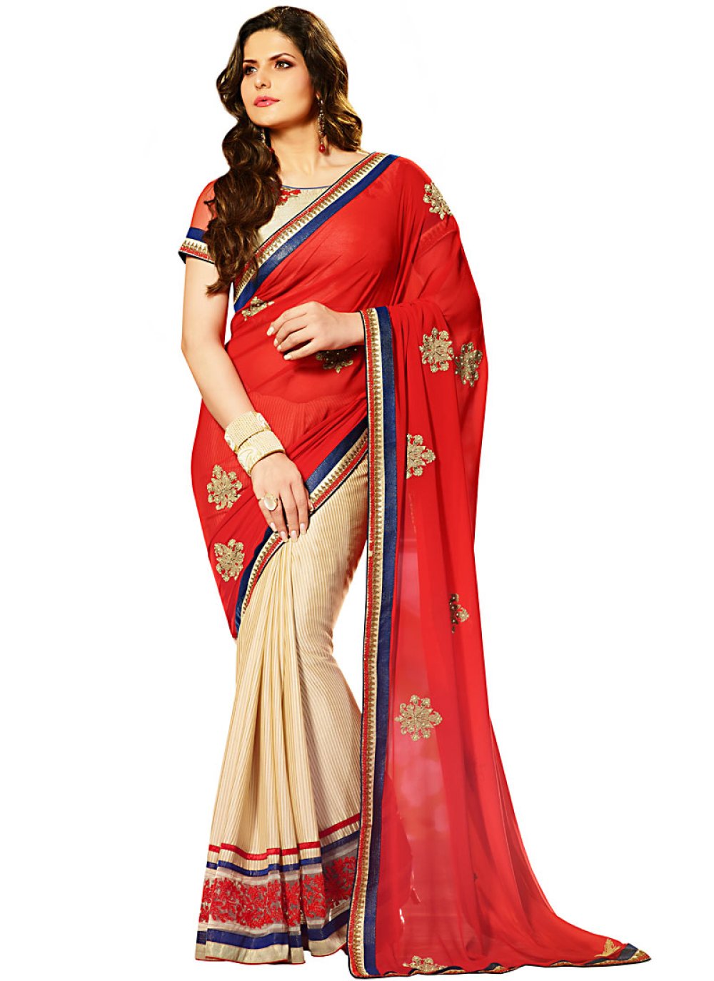 zarine khan en sari